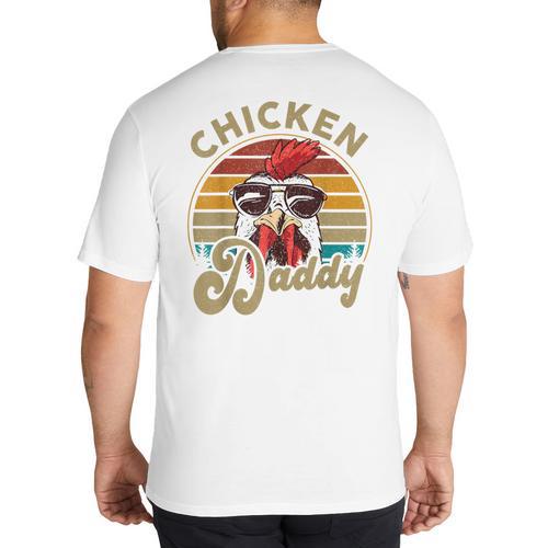 Chicken-Shirt Rooster Daddy Vintage Farmer Dad Father Big And Tall Men's T-Shirt Back Print - Father's Day Fun
