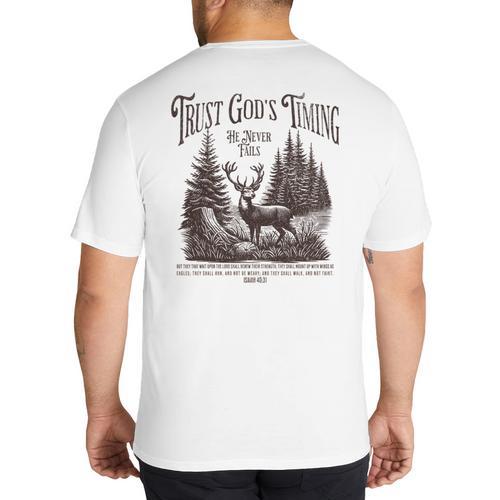 Christian Jesus Bible Verse Deer Elk Buck Hunting Dad Hunter Big And Tall Men's T-Shirt Back Print - Father's Day Fun