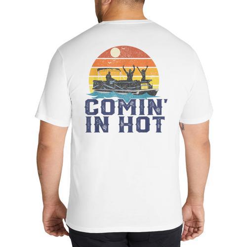 Comin In Hot Pontoon Boat Boating Lake For Dad Small Big And Tall Men's T-Shirt Back Print - Father's Day Fun