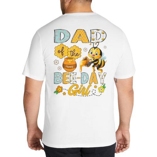 Dad Of The Bee-Day Girl Bee Birthday Party Big And Tall Men's T-Shirt Back Print - Father's Day Fun
