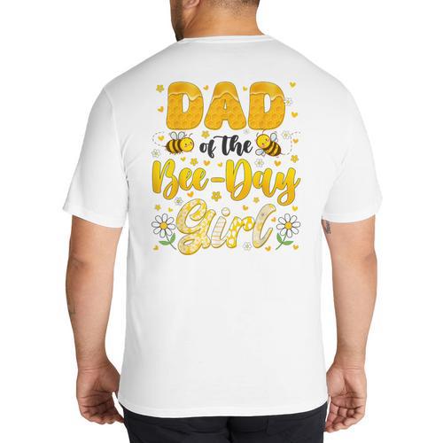 Dad Of The Bee Day Girl Flower Birthday Family Matching Big And Tall Men's T-Shirt Back Print - Father's Day Fun