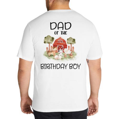 Dad Of The Birthday For Boy Barnyard Farm Animals Party Big And Tall Men's T-Shirt Back Print - Father's Day Fun