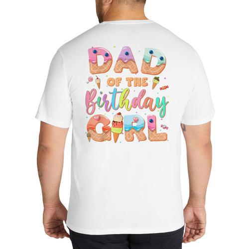 Dad Of The Birthday Ice Cream Family Matching Party Big And Tall Men's T-Shirt Back Print - Father's Day Fun