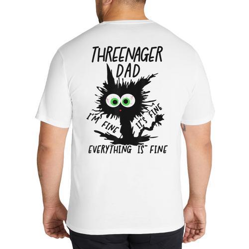 Dad Threenager Dad Daddy Of A Threenager Big And Tall Men's T-Shirt Back Print - Father's Day Fun