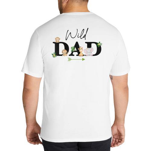 Dad Of The Wild One Zoo Birthday Safari Jungle Animal Big And Tall Men's T-Shirt Back Print - Father's Day Fun
