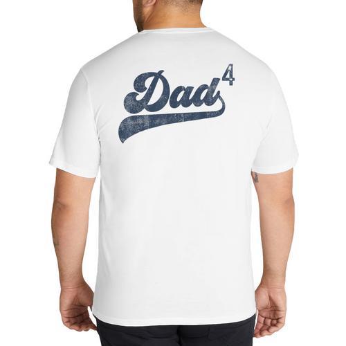 Dad4 Daddy Of 4 Kids Father Of Four Fourth Time Dad Big And Tall Men's T-Shirt Back Print - Father's Day Fun