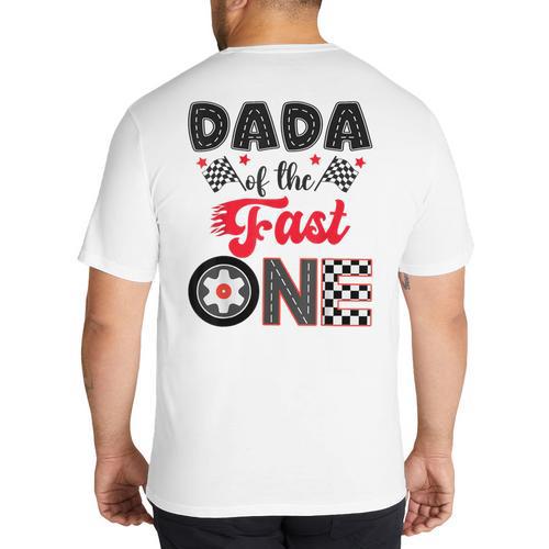 Dada Of The Fast One Car Racing Dad 1St Birthday Boy Big And Tall Men's T-Shirt Back Print - Father's Day Fun