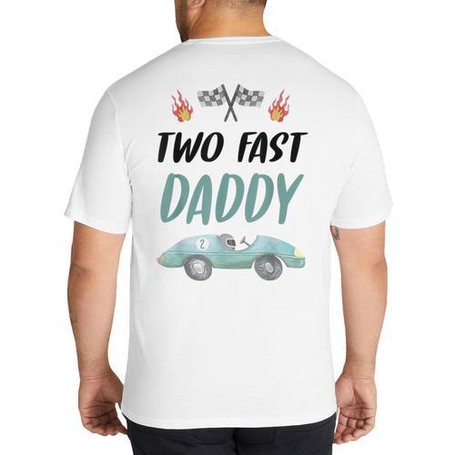 Daddy Dad 2nd Birthday Two Fast Race Car Second Bday Party Big And Tall Men's T-Shirt Back Print - Father's Day Fun