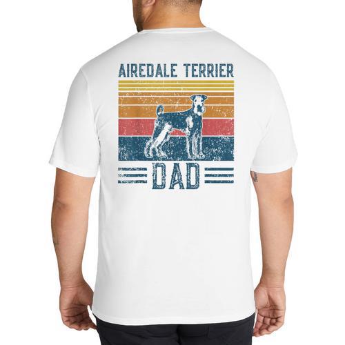 Dog Airedale Terrier Dad Vintage Airedale Terrier Dad Big And Tall Men's T-Shirt Back Print - Father's Day Fun