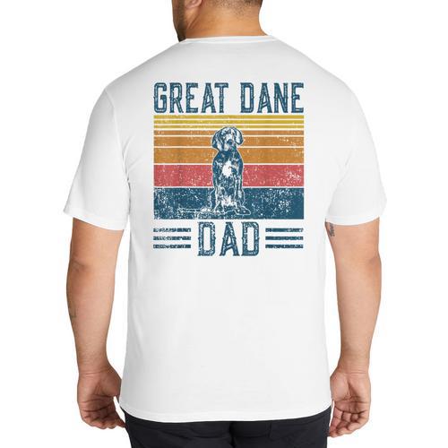 Dog Dad Vintage Great Dane Dad Men Women Kids Big And Tall Men's T-Shirt Back Print - Father's Day Fun