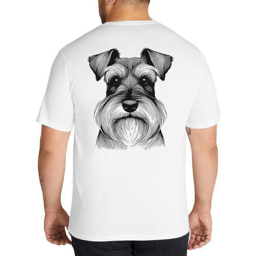 Dog Fingerprint Miniature Schnauzer Dad Mom Big And Tall Men's T-Shirt Back Print - Father's Day Fun