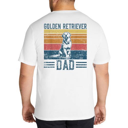 Dog Golden Dad Vintage Golden Retriever Dad Small Big And Tall Men's T-Shirt Back Print - Father's Day Fun