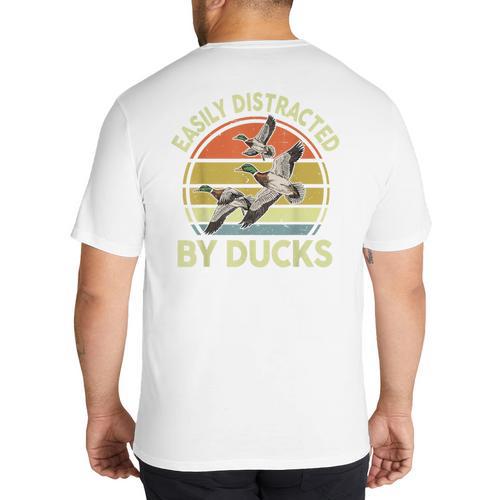 Easily Distracted Duck Hunting Dad Hunter Son Daughter Big And Tall Men's T-Shirt Back Print - Father's Day Fun
