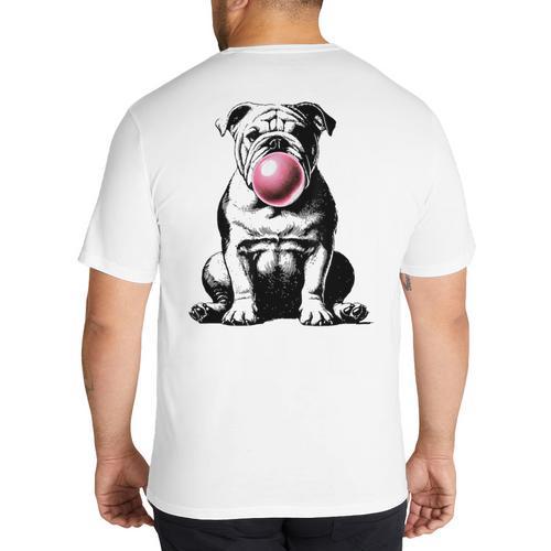 English Bulldog Bubble Gum Vintage Dog Mom Pet Dad Big And Tall Men's T-Shirt Back Print - Father's Day Fun