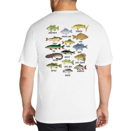Fishing-Shirt Types Of Freshwater Bass Fish Dad Jokes Big And Tall Men's T-Shirt Back Print - Father's Day Fun