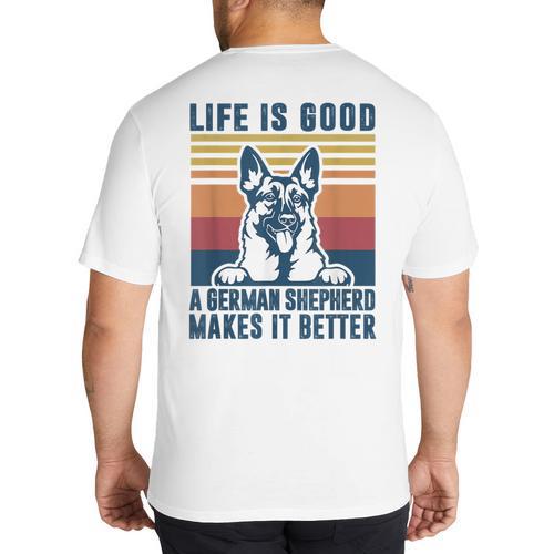 German Shepherd Men Women Dog Dad Mom German Shepherd Big And Tall Men's T-Shirt Back Print - Father's Day Fun