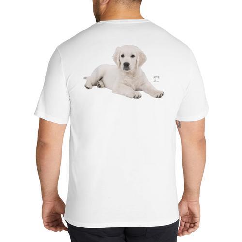 Labrador Retriever Shirt Yellow Love Lab Mom Dog Dad Big And Tall Men's T-Shirt Back Print - Father's Day Fun