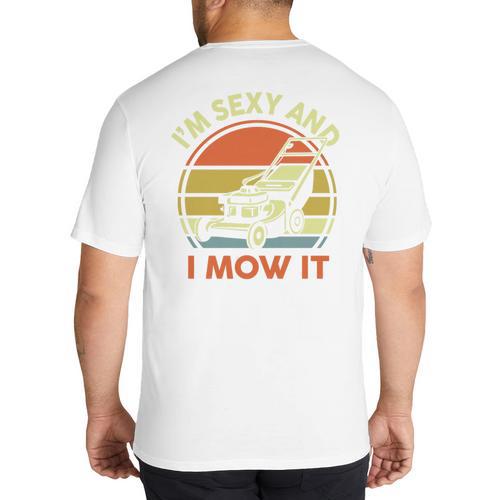Lawn Mowing Dad Im Sexy And I Mow It Mower Garden Premium Tri-Blend Big And Tall Men's T-Shirt Back Print - Father's Day Fun