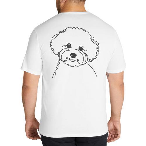 Line Art Dad Mom Dog Bichon Frise Big And Tall Men's T-Shirt Back Print - Father's Day Fun