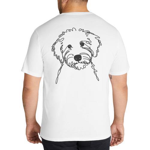 Line Art Dad Mom Dog Sheepadoodle Big And Tall Men's T-Shirt Back Print - Father's Day Fun