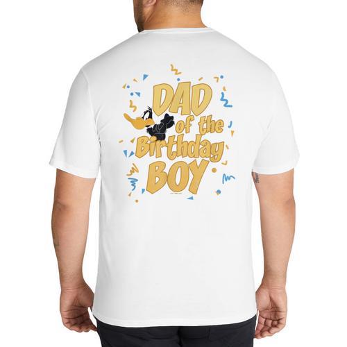 Looney Tunes Birthday Daffy Duck Dad Of The Birthday Boy Big And Tall Men's T-Shirt Back Print - Father's Day Fun