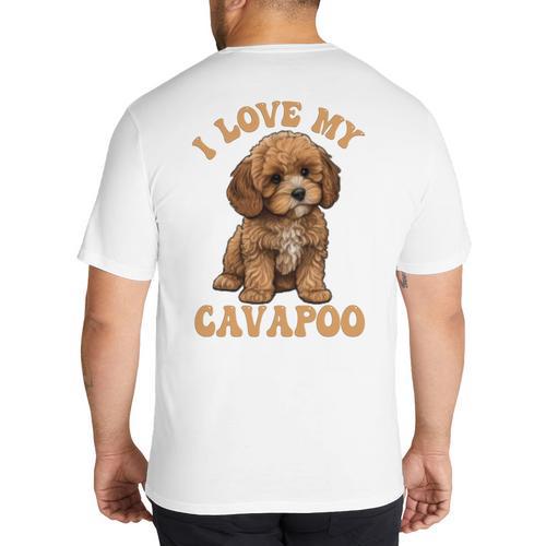I Love My Cavapoo For Mom Dad Kids Big And Tall Men's T-Shirt Back Print - Father's Day Fun