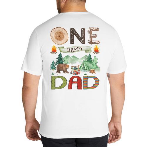 One Happy Dad Camper 1st Birthday Boy Camping Bear Big And Tall Men's T-Shirt Back Print - Father's Day Fun