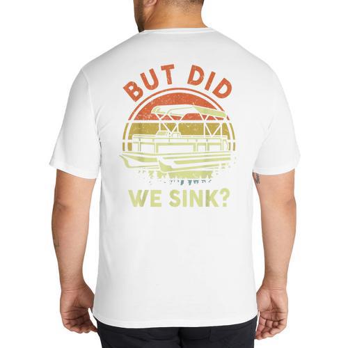 Pontoon Boat Captain But Did We Sink Dad Papa Men Big And Tall Men's T-Shirt Back Print - Father's Day Fun