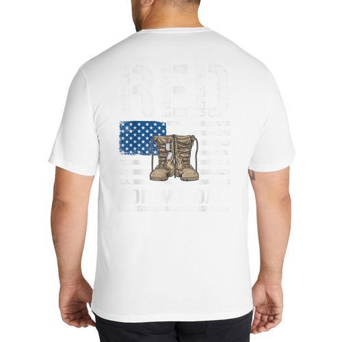 RED Friday For My Dad Military Veteran Deployed Big And Tall Men's T-Shirt Back Print - Father's Day Fun