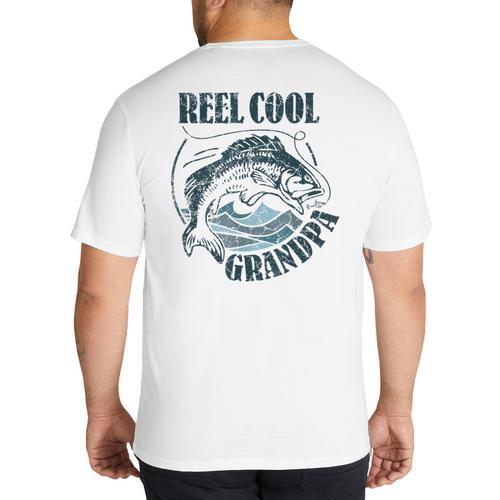 Reel Cool Grandpa Fishing Dad Father's Day Fisherman Big And Tall Men's T-Shirt Back Print - Father's Day Fun