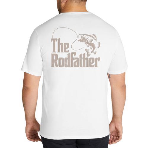Rodfather Bass Fish Dad Joke Fishing Daughter Son Big And Tall Men's T-Shirt Back Print - Father's Day Fun