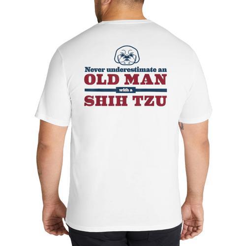 Shih Tzu Dad Shirt Never Underestimate An Old Man Gift Tee Big And Tall Men's T-Shirt Back Print - Father's Day Fun