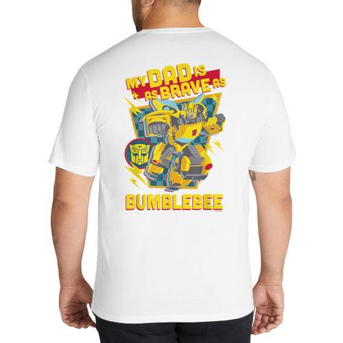 Transformers Father's Day Bumblebee My Dad Is Brave Big And Tall Men's T-Shirt Back Print - Father's Day Fun