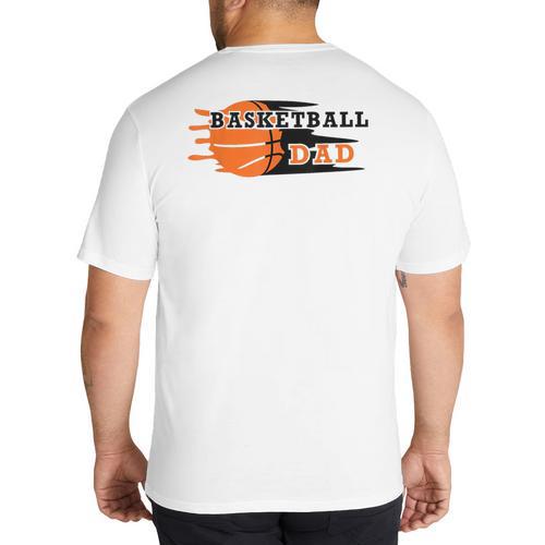 Vintage Proud Basketball Dad Fathers Day Basketball Player Big And Tall Men's T-Shirt Back Print - Father's Day Fun