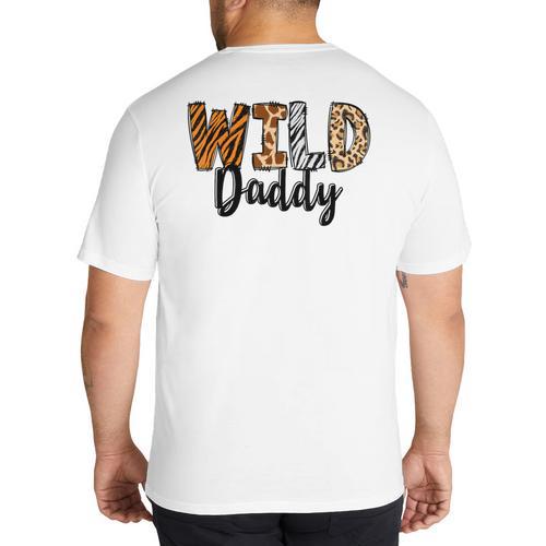 Wild Daddy Zoo Born Two Be Wild B-Day Safari Jungle Animal Big And Tall Men's T-Shirt Back Print - Father's Day Fun