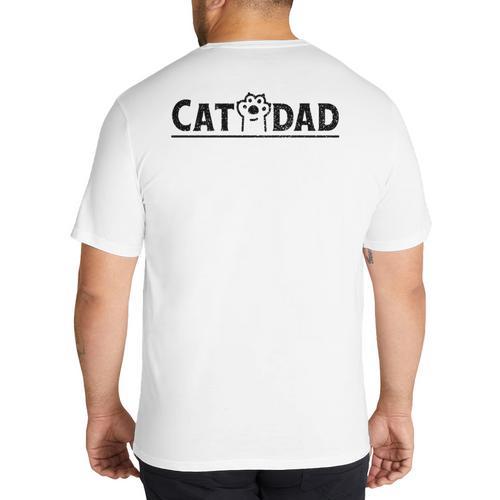 Worlds Best Cat Dad Ever Vintage Cat Dad Father Day Men Big And Tall Men's T-Shirt Back Print - Father's Day Fun