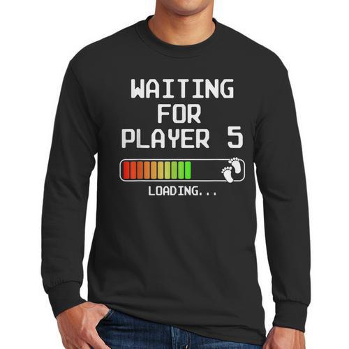 3rd Time Dad Mom Waiting For Player 5 Baby 3 Announcement Men Long Sleeve T-Shirt - Father's Day Fun