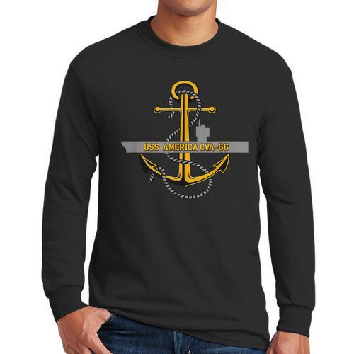 Aircraft Carrier USS America CVA-66 Veterans Day Dad Son Boy Men Long Sleeve T-Shirt - Father's Day Fun