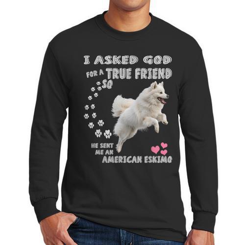 American Eskimo Dog Mom Eskie Dad Art Eskie Lover Quote Men Long Sleeve T-Shirt - Father's Day Fun