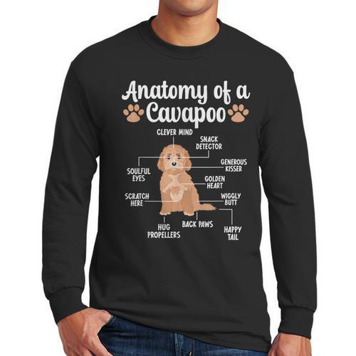 Anatomy Of A Cavapoo Dog Cavapoo Owner Cavapoo Dad Men Long Sleeve T-Shirt - Father's Day Fun