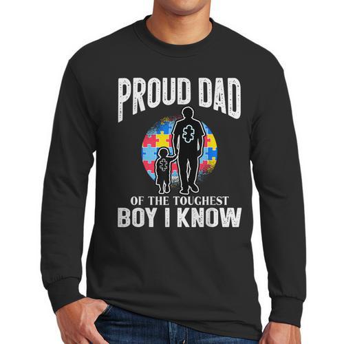 Autism Awareness For Proud Dad Support Autistic Kids Men Long Sleeve T-Shirt - Father's Day Fun