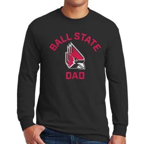 Ball State University Cardinals Arched Dad Men Long Sleeve T-Shirt - Father's Day Fun