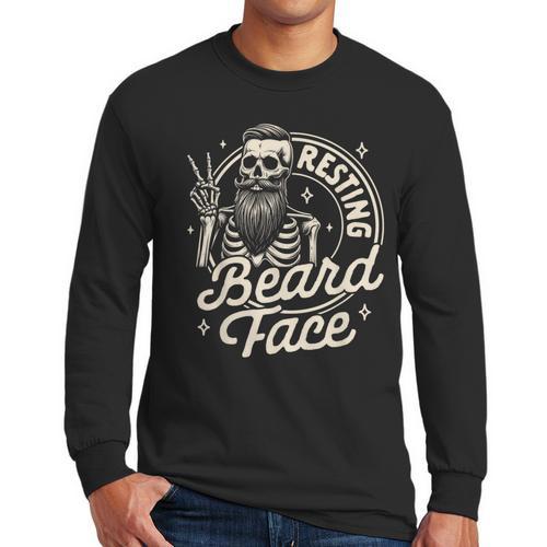 Bearded Dad Daddy Papa Father’s Day Resting Beard Face Men Long Sleeve T-Shirt - Father's Day Fun