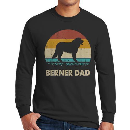 Berner Dad For Men Bernese Mountain Dog Vintage Dad Men Long Sleeve T-Shirt - Father's Day Fun