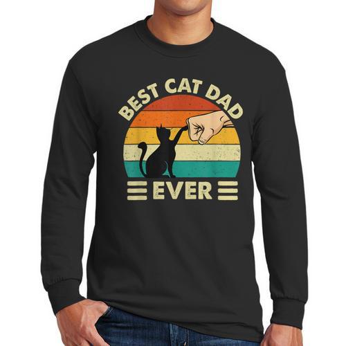 Best Cat Dad Ever Cat Lover Kitten Owner Kitty Men Long Sleeve T-Shirt - Father's Day Fun