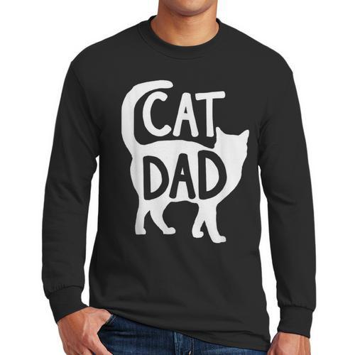 Best Cat Dad Fathers Day Men Kitty Daddy Papa Christmas Meow Men Long Sleeve T-Shirt - Father's Day Fun