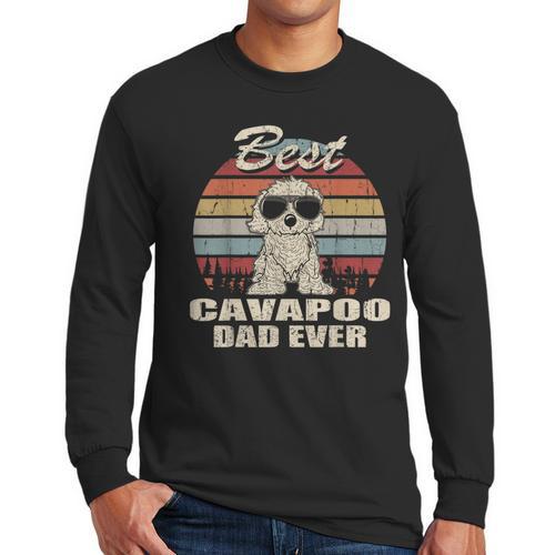 Best Cavapoo Dad Ever Vintage Retro Dog Dad Men Long Sleeve T-Shirt - Father's Day Fun