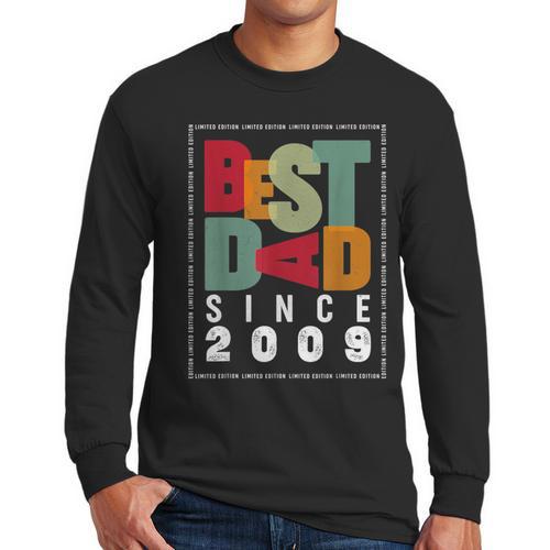 Best Dad Since 2009 Fathers Day Retro Vintage Men Long Sleeve T-Shirt - Father's Day Fun