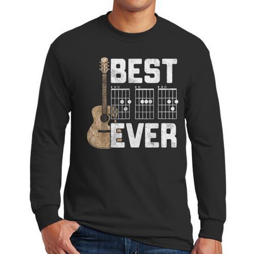 Best Dad Ever Guitarist Father D-A-D Chord Guitar Men Long Sleeve T-Shirt - Father's Day Fun
