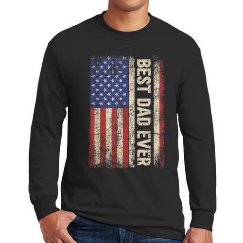 Best Dad Ever US American Flag For Father's Day Men Men Long Sleeve T-Shirt - Father's Day Fun